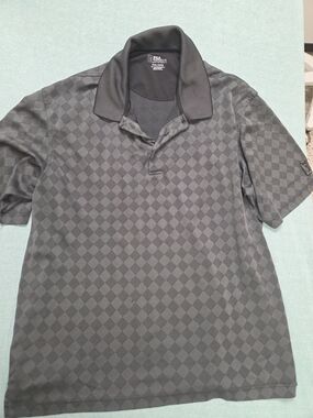 PGA TOUR Men’s Black Diamond-Pattern Golf Polo